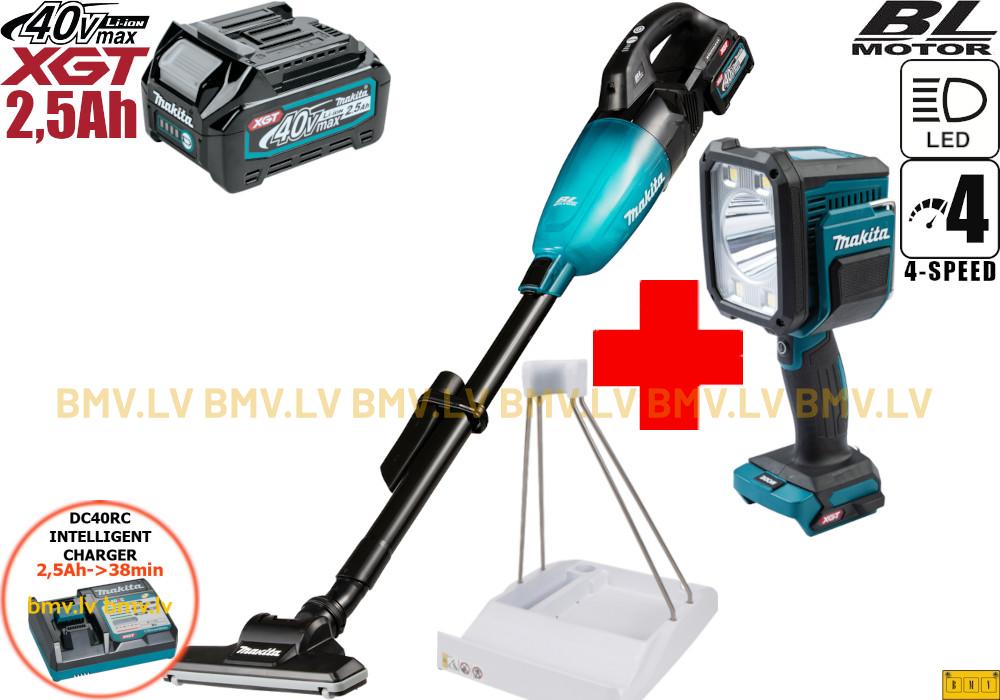 Putekļu sūcējs Makita CL001GD208 40V (2x2,5Ah) + 1911L1-0 + ML007G