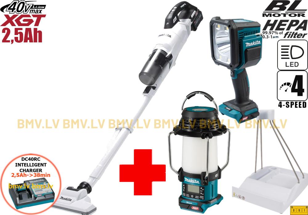 Putekļu sūcējs Makita CL003GD108 40V (1x2,5Ah)+ 1911L1-0 + ML007G + MR009GZ
