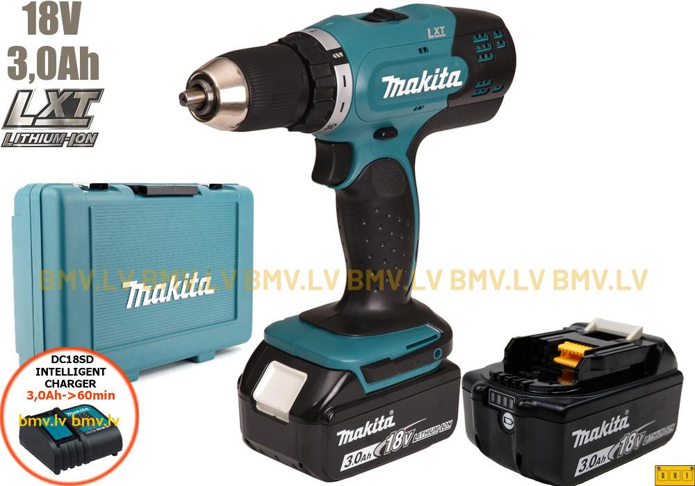 Urbjmašīna/Skrūvgriezis Makita DDF453SFE 18V (2x3,0Ah)