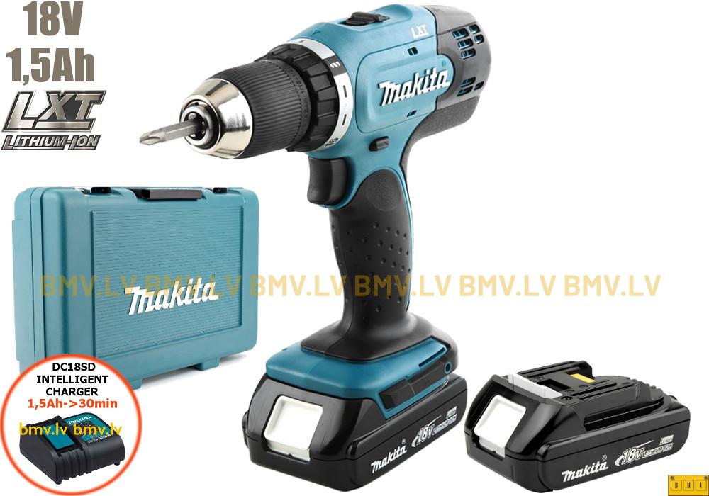 Urbjmašīna/Skrūvgriezis Makita DDF453SYE 18V (2x1,5Ah)