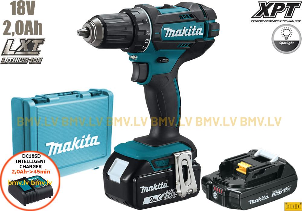 Urbjmašīna/Skrūvgriezis Makita DDF482SAE 18V (2x2,0Ah)