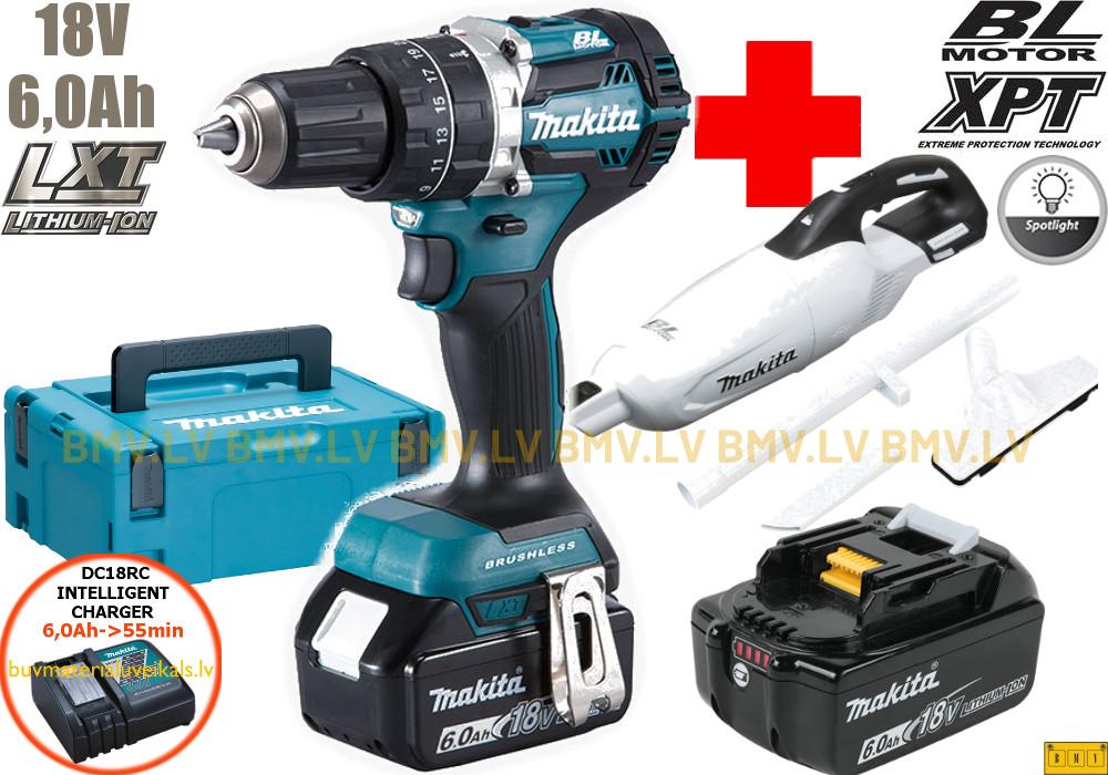Urbjmašīna/Skrūvgriezis Makita DDF484RGJ 18V (2x6.0Ah) + DCL280FZW