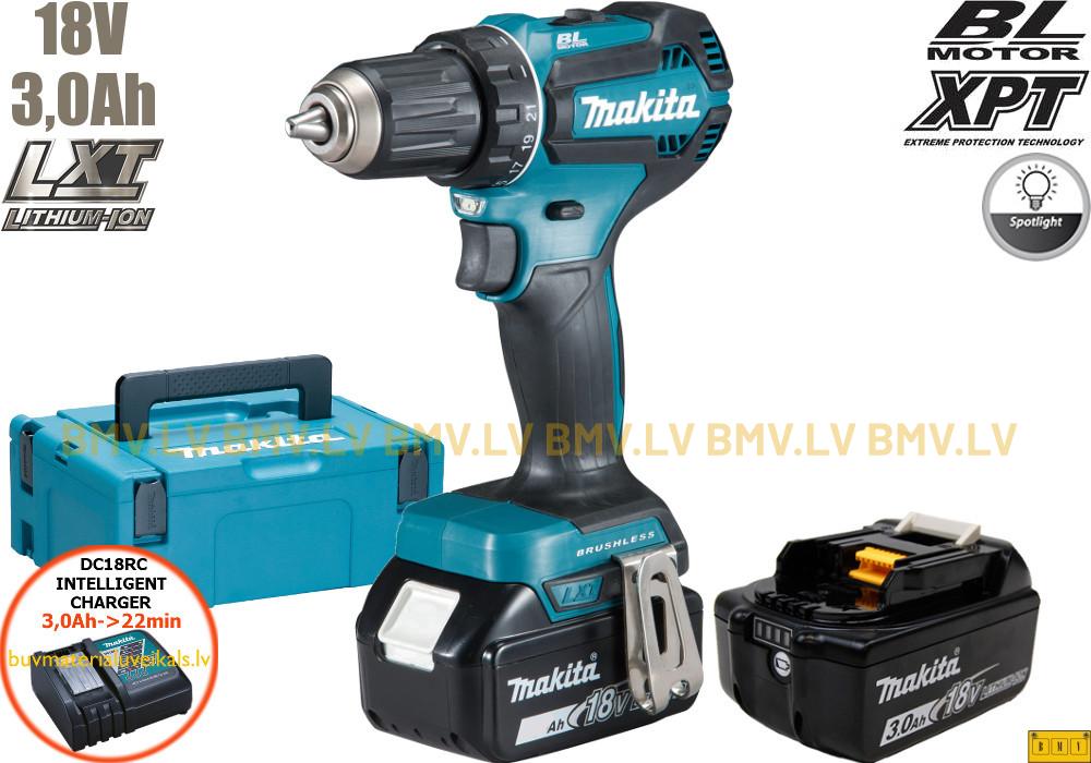 Urbjmašīna/Skrūvgriezis Makita DDF485RFJ 18V (2x3.0Ah)