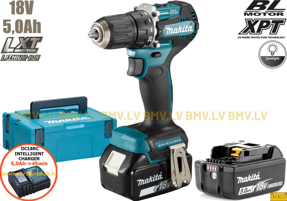 Urbjmašīna/Skrūvgriezis Makita DDF487RTJ 18V (2x5.0Ah)