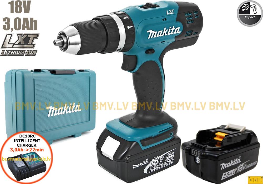 Triecienurbjmašīna/Skrūvgriezis Makita DHP453RFE 18V (2x3,0Ah)