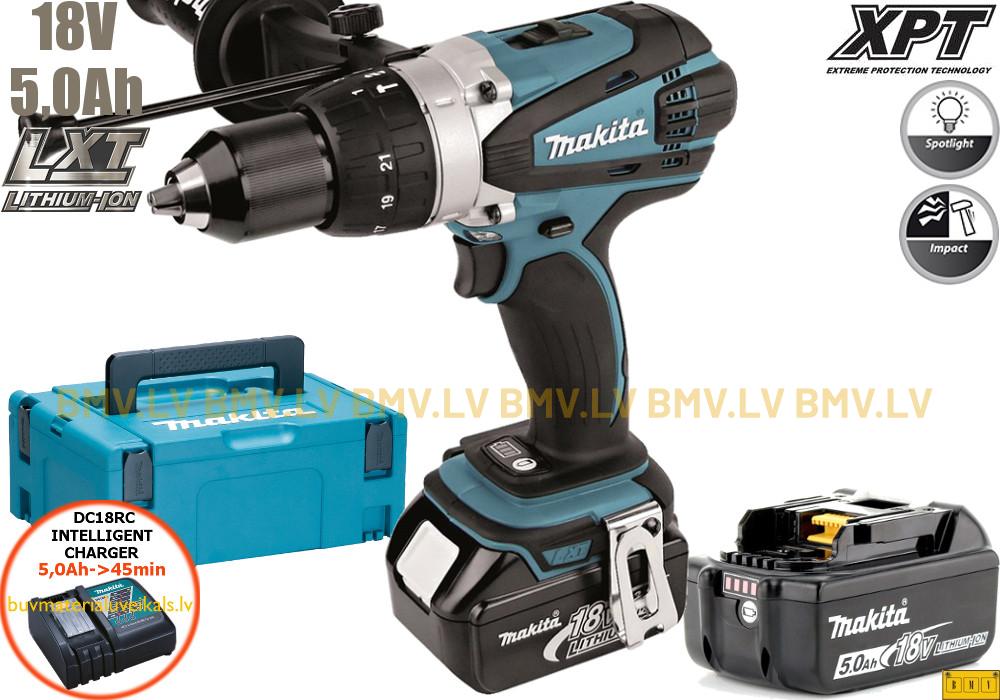 Triecienurbjmašīna/Skrūvgriezis Makita DHP458RTJ 18V (2x5,0Ah)