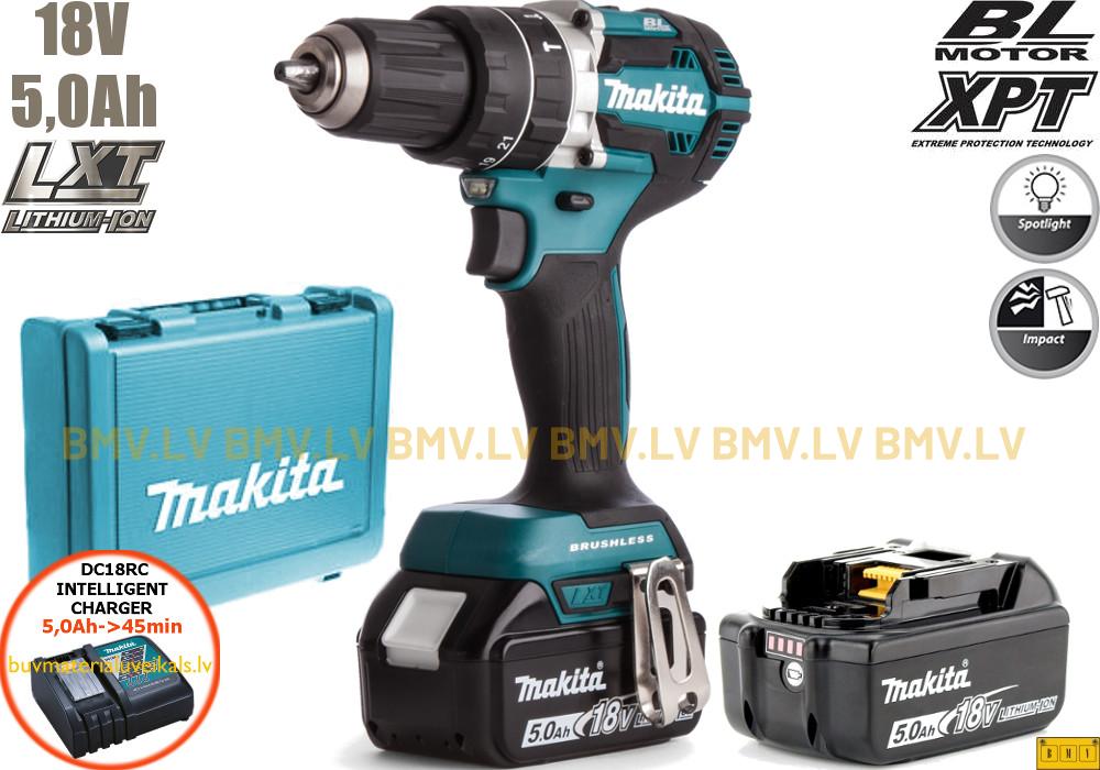 Triecienurbjmašīna/Skrūvgriezis Makita DHP484RTE 18V (2x5.0Ah)