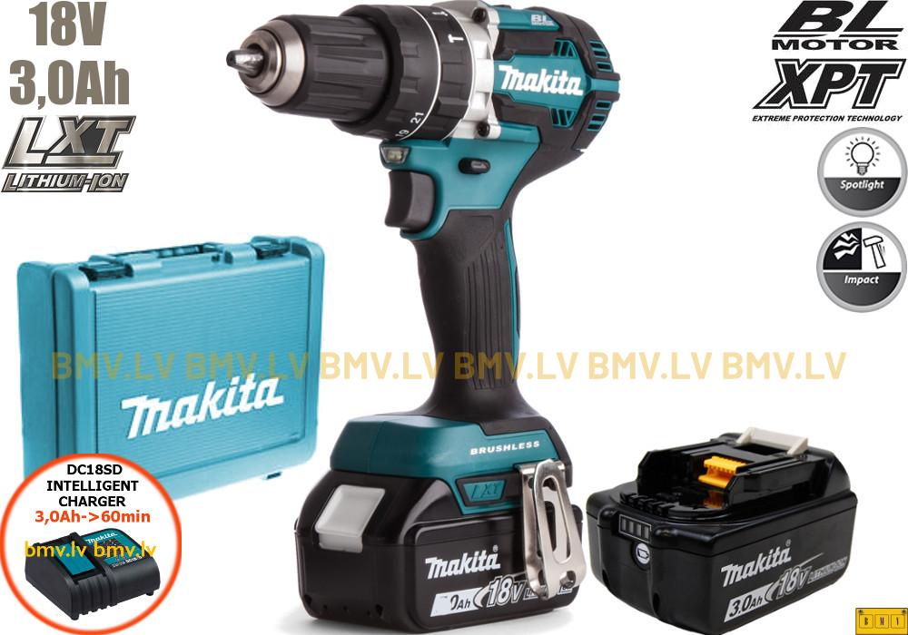 Triecienurbjmašīna/Skrūvgriezis Makita DHP484SFE 18V (2x3.0Ah)