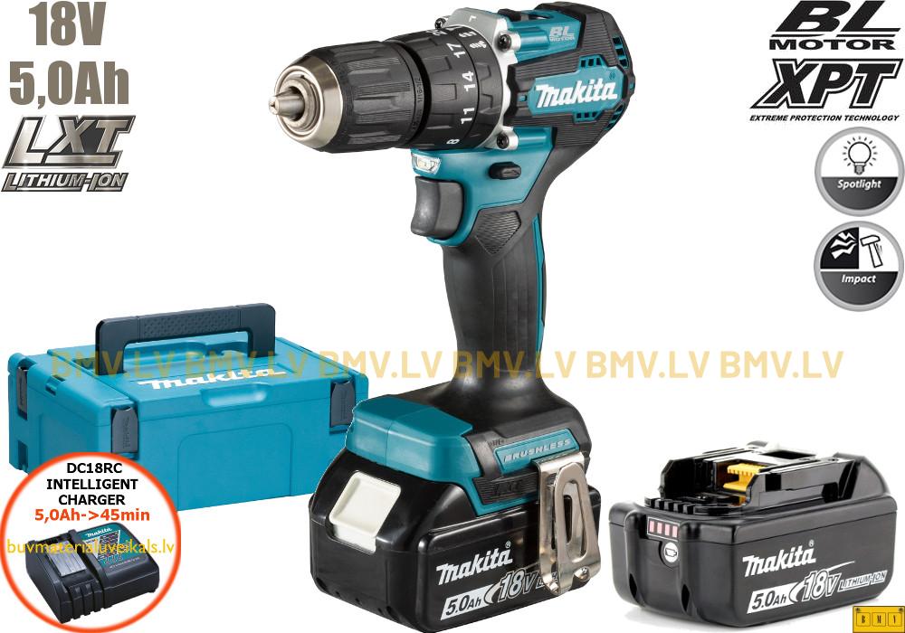 Triecienurbjmašīna/Skrūvgriezis Makita DHP487RTJ 18V (2x5.0Ah)