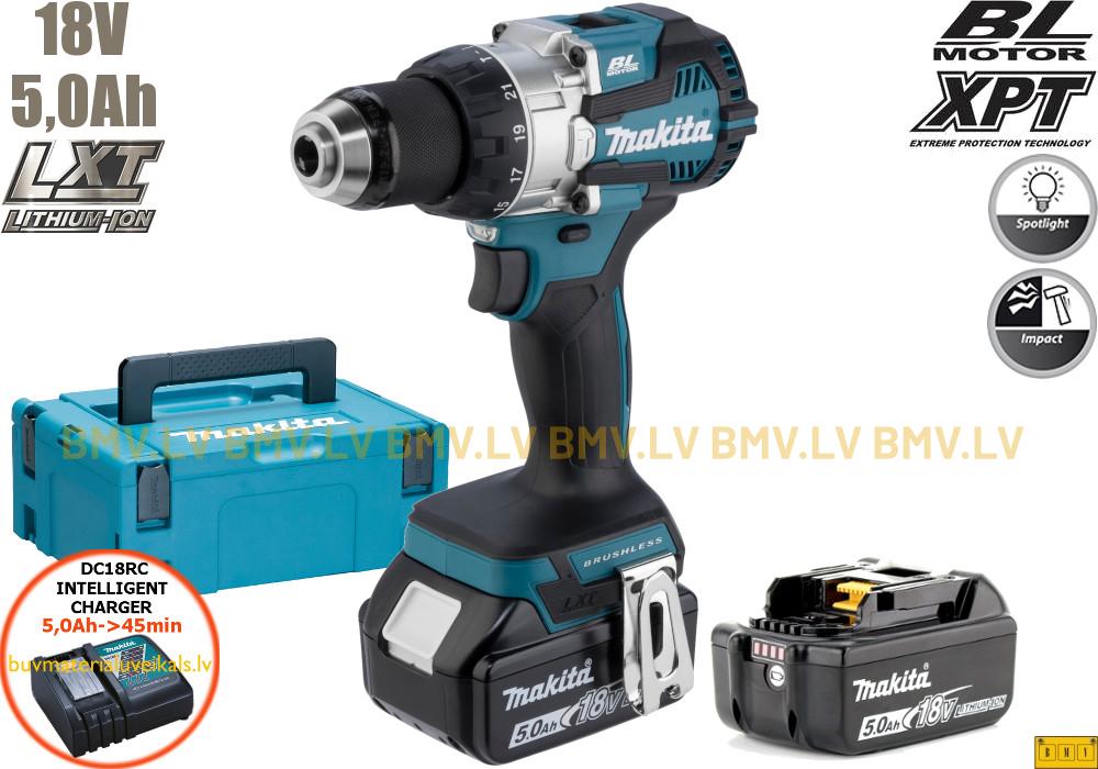 Triecienurbjmašīna/Skrūvgriezis Makita DHP489RTJ 18V (2x5.0Ah)