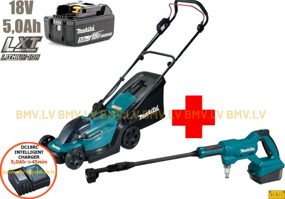 Komplekts Makita DLX2583T pļaujmašīna DLM330 + mazgātājs DHW180  (1x5,0Ah, DC18RC)