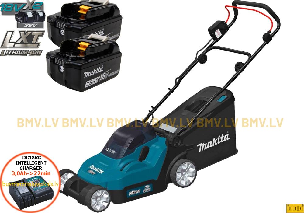 Mauriņa pļaujmašīna Makita DLM382RF2 (2x3,0Ah, DC18RC)