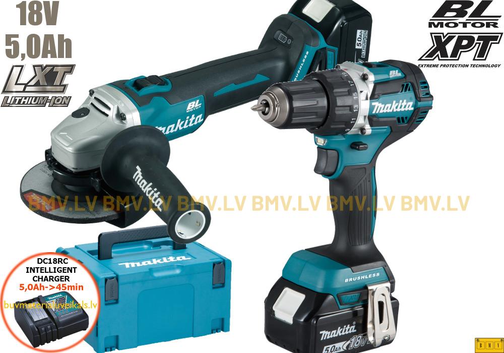 Komplekts Makita DLX2190TJ1 DDF484 + DGA504 18V (2x5.0Ah)