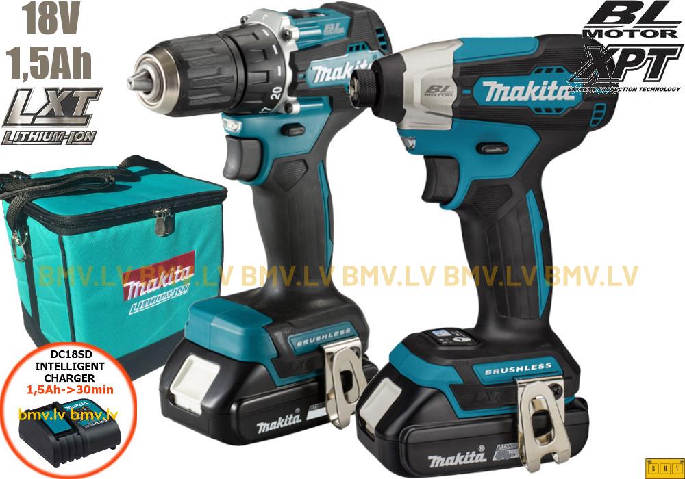 Komplekts Makita DLX2423Y DDF487 + DTD157 18V (2x1.5Ah)