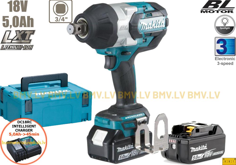 Impulsa uzgriežņatslēga 3/4" Makita DTW1001RTJ 18V (2x5,0Ah)