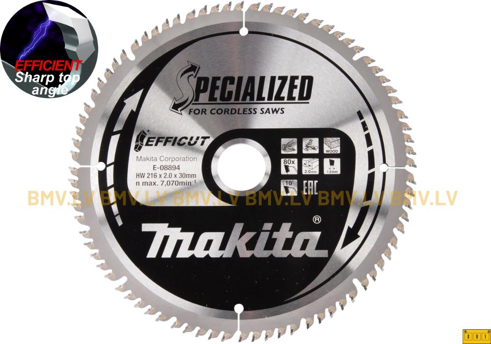 Zāģripa Makita E-08894 216x30mm 80z Specialized for cordless saws EFFICUT