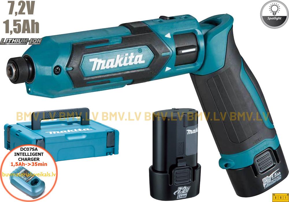 Impulsa skrūvgriezis 1/4" Makita TD022DSJ 7.2V (2x1,5Ah)