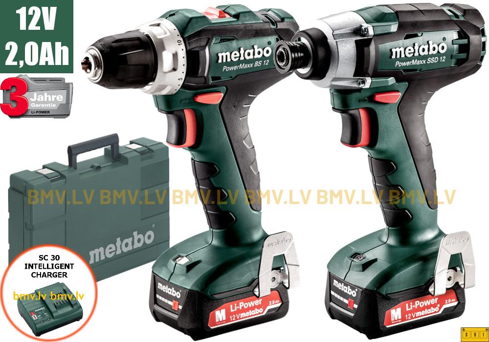 Komplekts Metabo 12V PowerMaxx BS 12 + PowerMaxx SSD 12 (2x2,0Ah)