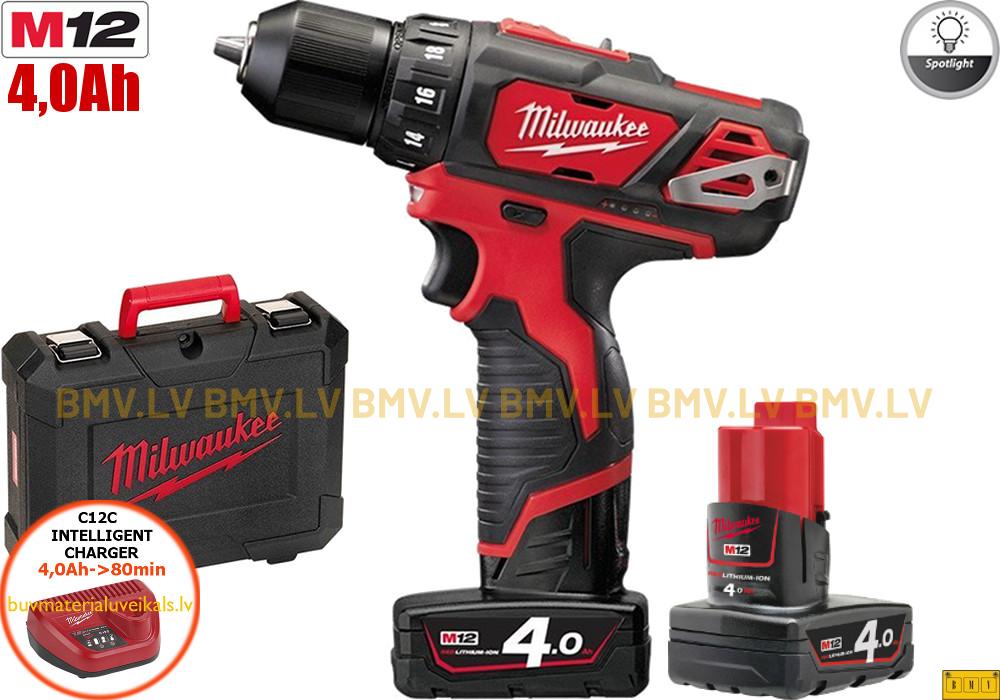 Urbjmašīna/Skrūvgriezis Milwaukee M12 BDD-402C (2x4,0Ah)