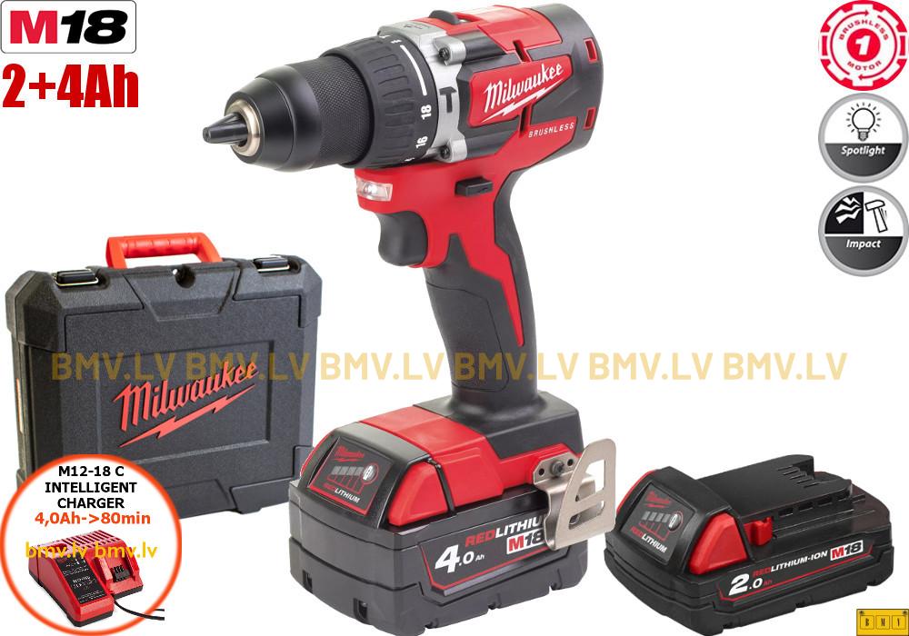 Triecienurbjmašīna/Skrūvgriezis Milwaukee M18 CBLPD-422C (1x2,0+1x4,0Ah)