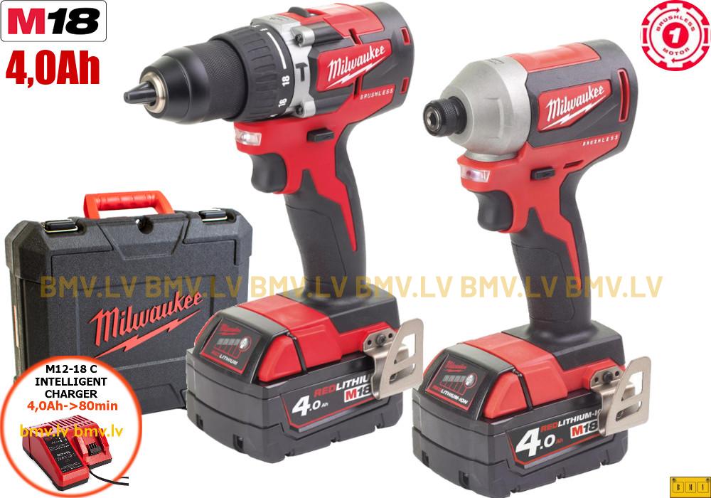 Komplekts Milwaukee M18 CBLPP2A-402C CBLPD + CBLID (2x4,0Ah)