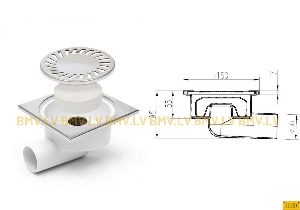 Grīdas notece-traps PVB DN 50 NN nerūs.tēr.