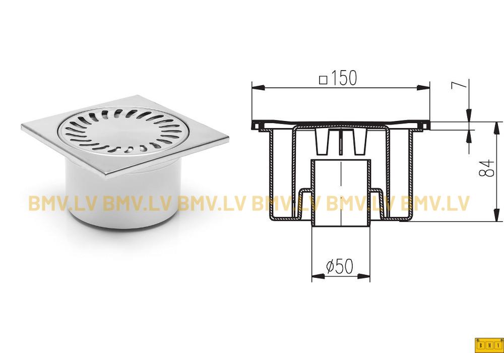  Grīdas notece-traps PV DN 50/84 nerūs.tēr.